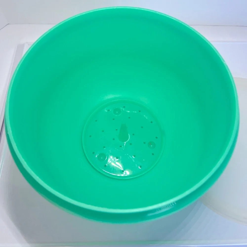 Vintage 1980’s Classic Green Lettuce Bowl with Lettuce Core Holder and Lid.